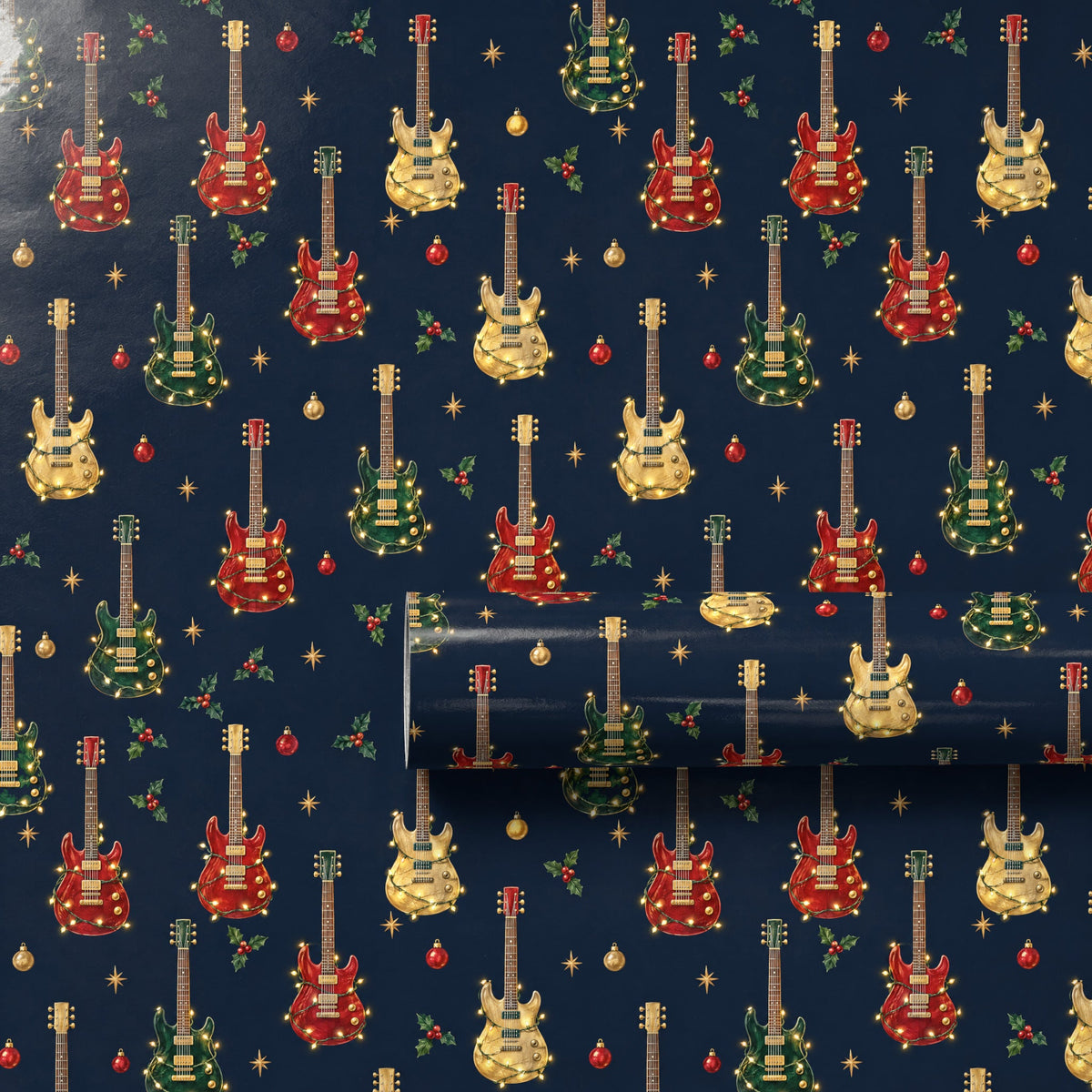 Electric Guitar String Lights Wrapping Paper