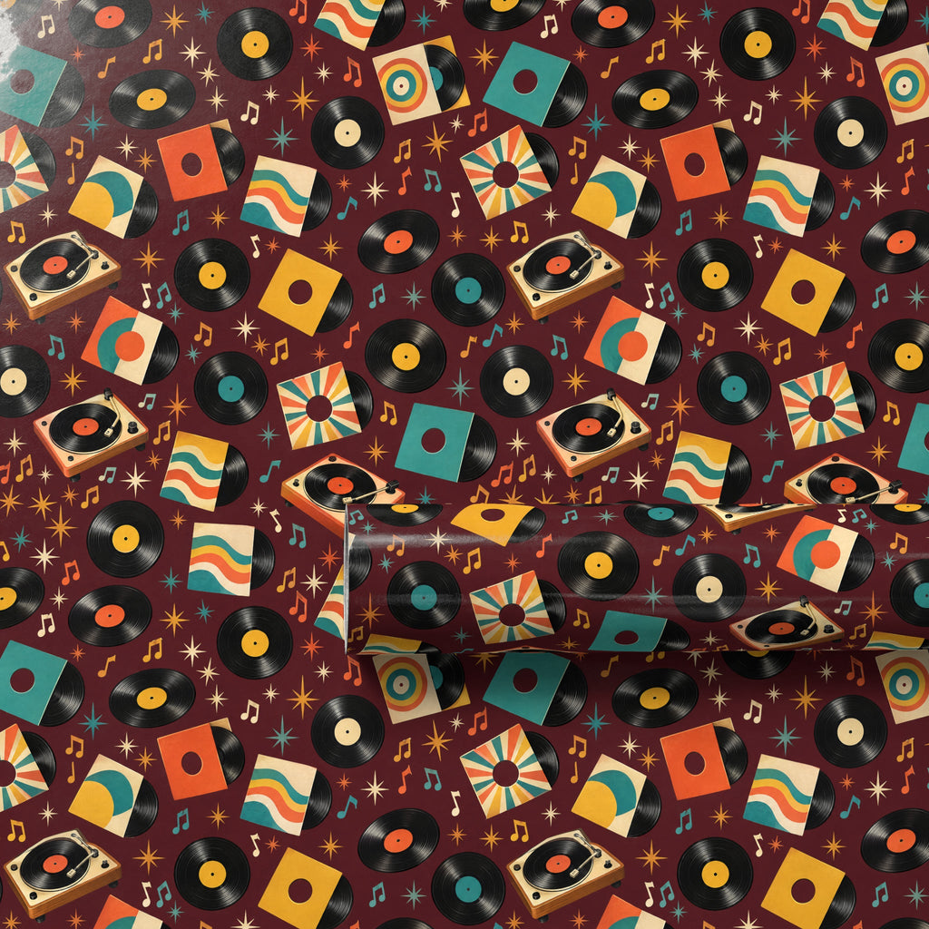 Vinyl Record Collage Wrapping Paper