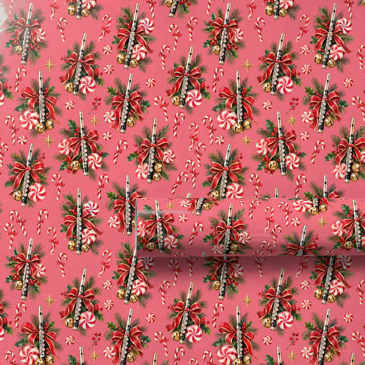Peppermint Piccolo Swirl Wrapping Paper