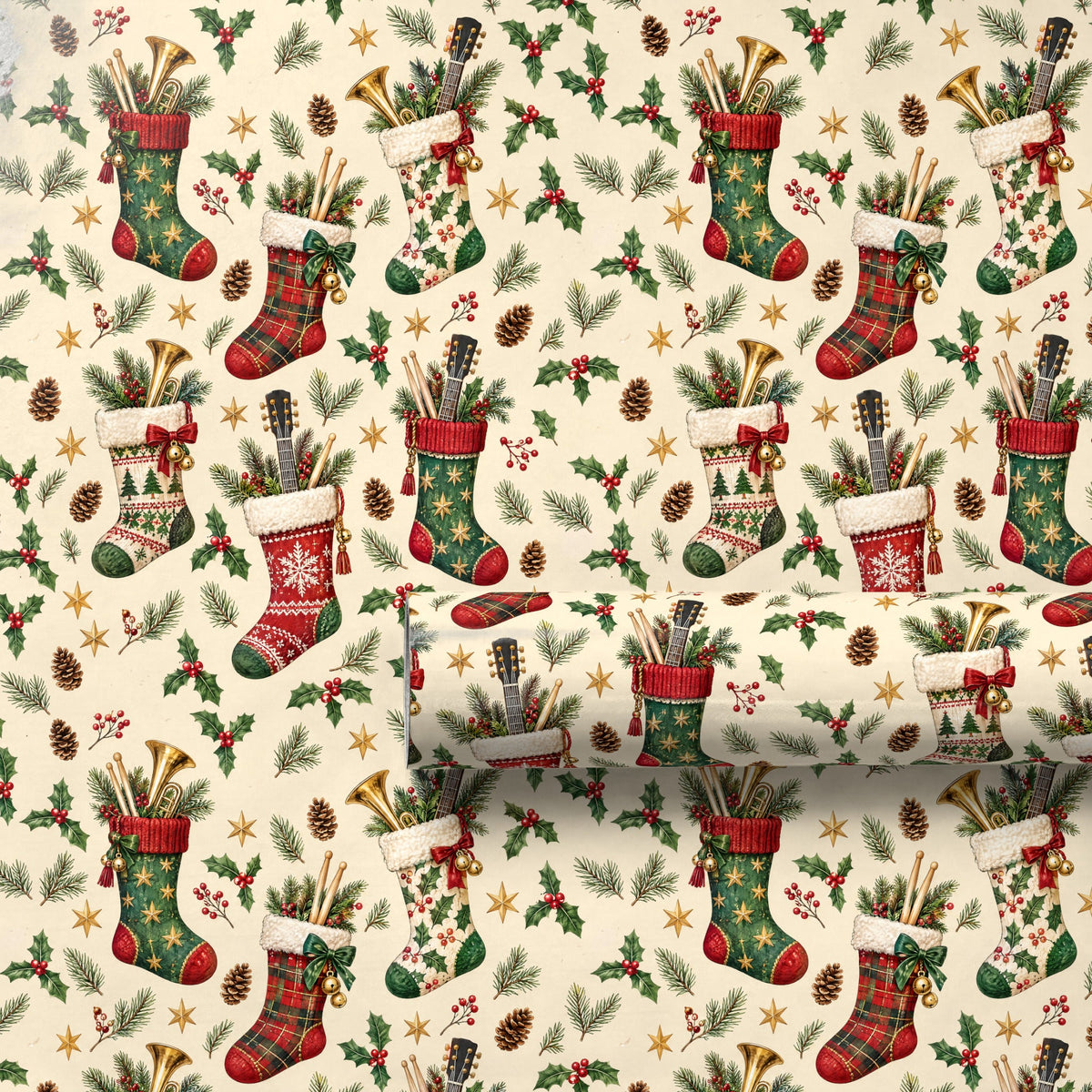 Stocking Full of Instruments Wrapping Paper