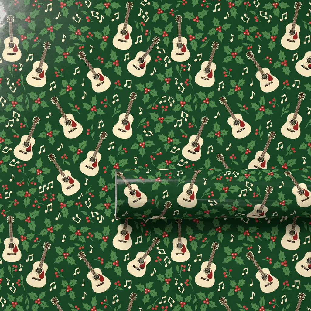 Holly Jolly Acoustic Guitar Wrapping Paper
