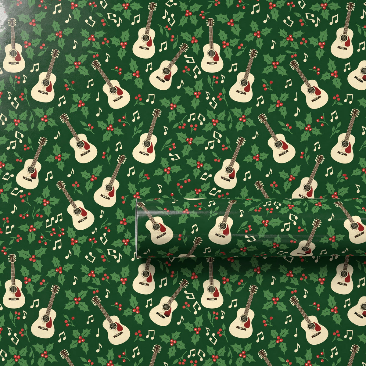 Holly Jolly Acoustic Guitar Wrapping Paper