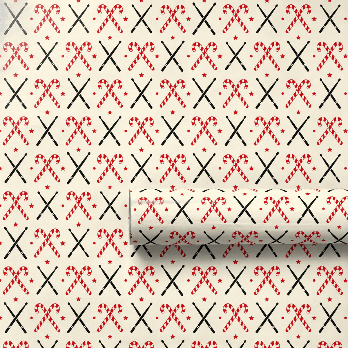 Drumstick Candy Cane Cross Wrapping Paper