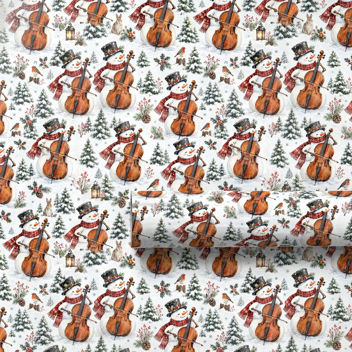 Snowman Cello Serenade Wrapping Paper