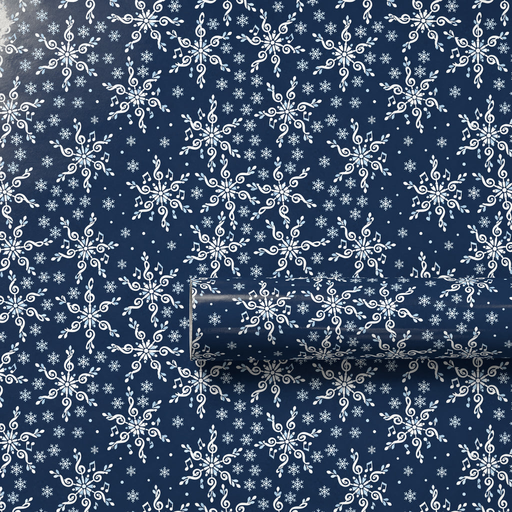 Treble Clef Snowflakes Wrapping Paper