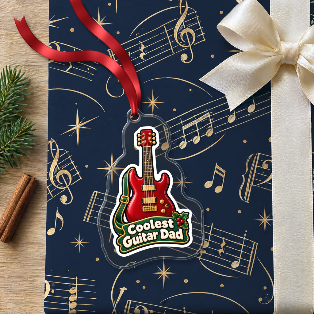 Coolest Guitar Dad Christmas Ornament