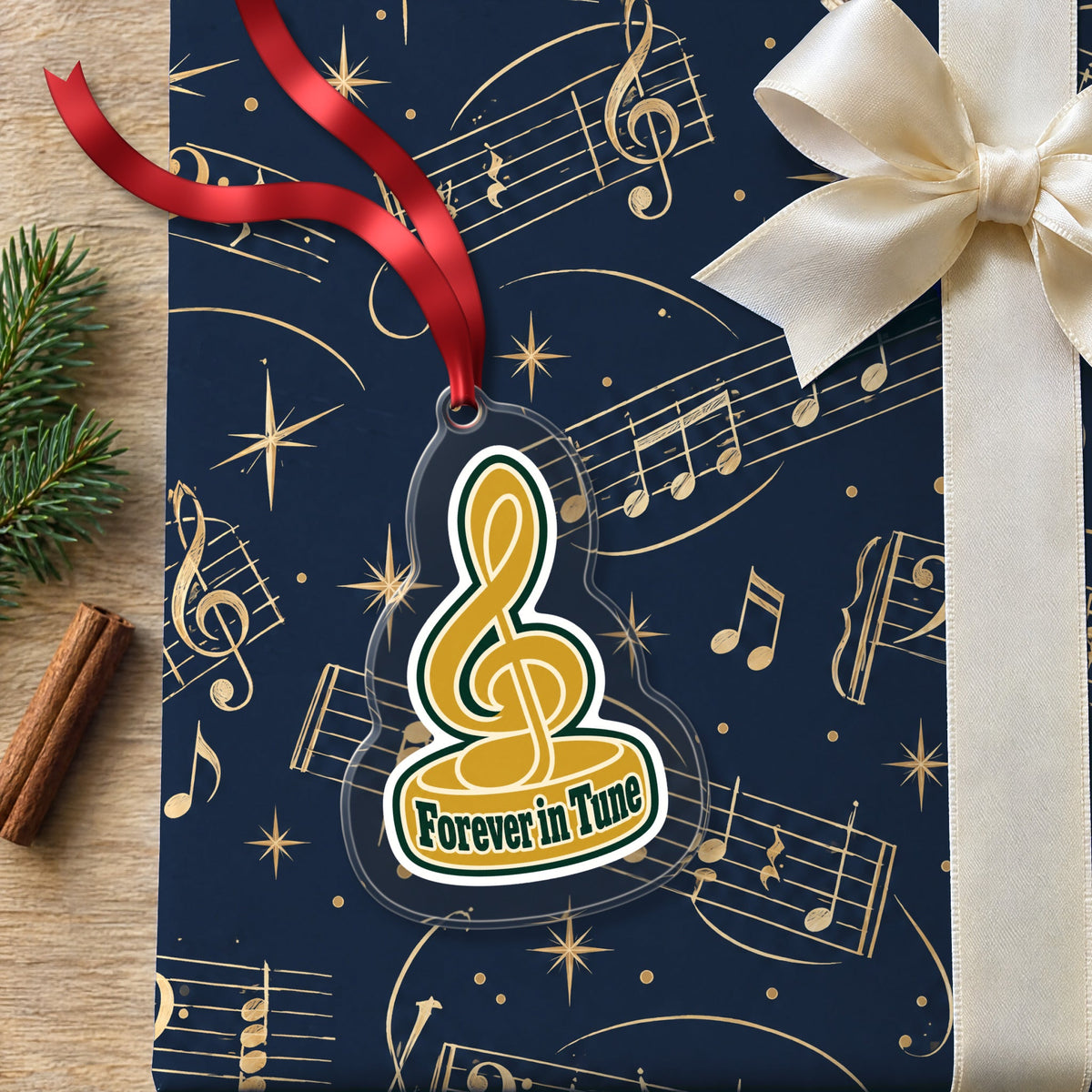 Forever in Tune Treble Clef Christmas Ornament