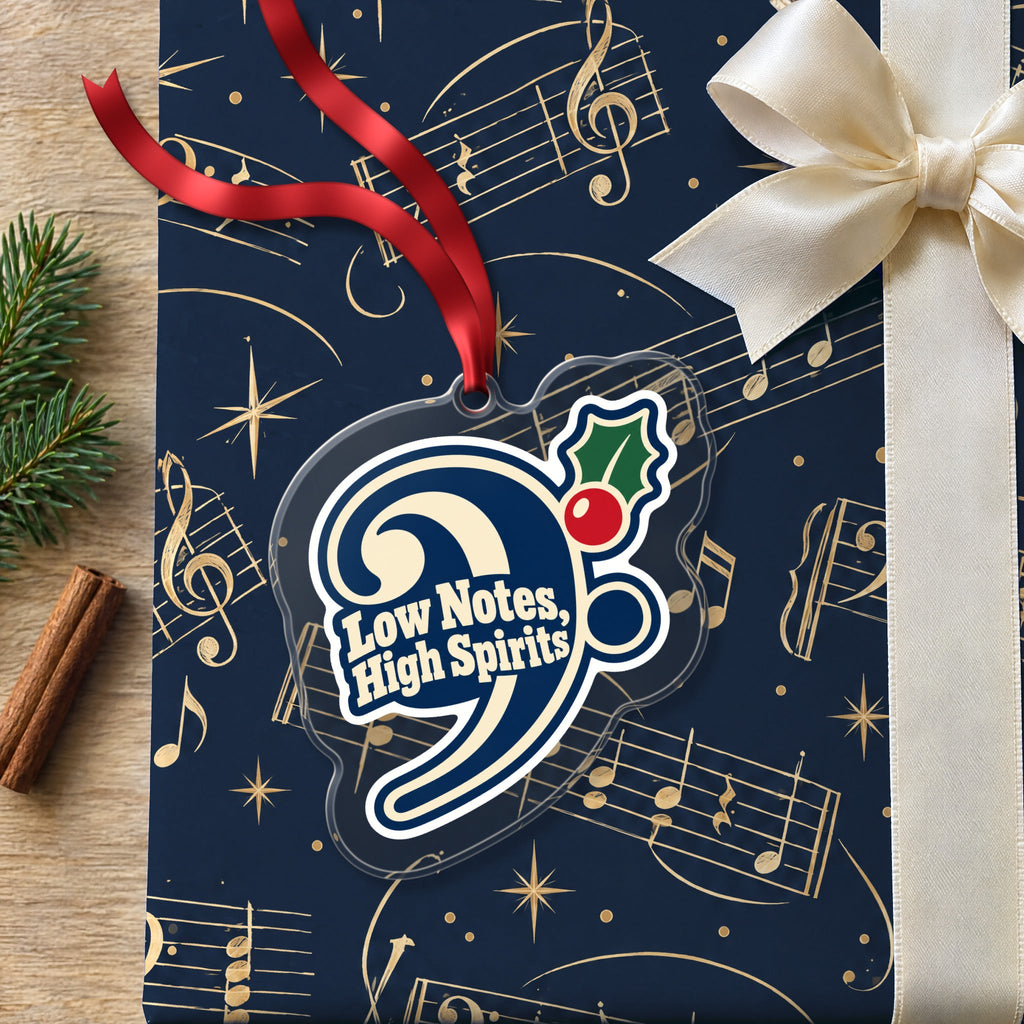 Low Notes, High Spirits Bass Clef Christmas Ornament