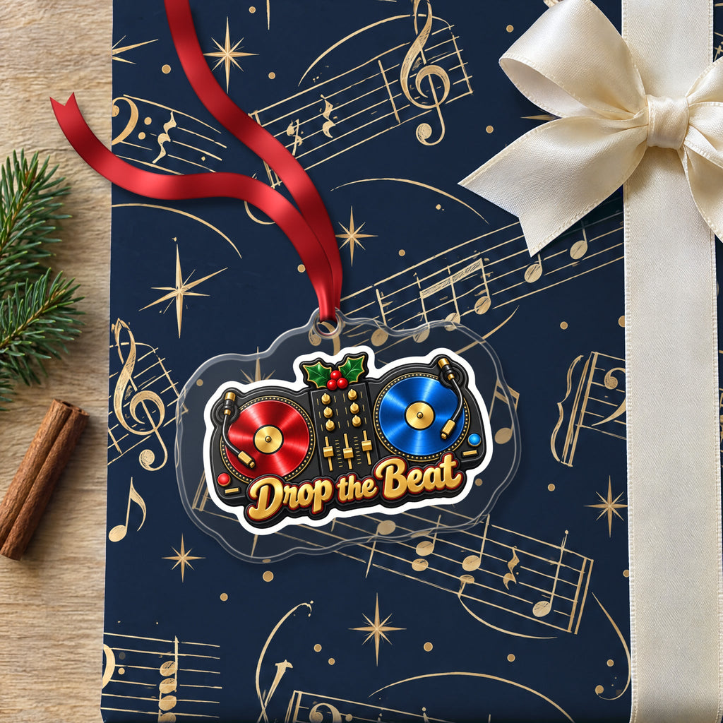 Drop the Beat DJ Turntables Christmas Ornament