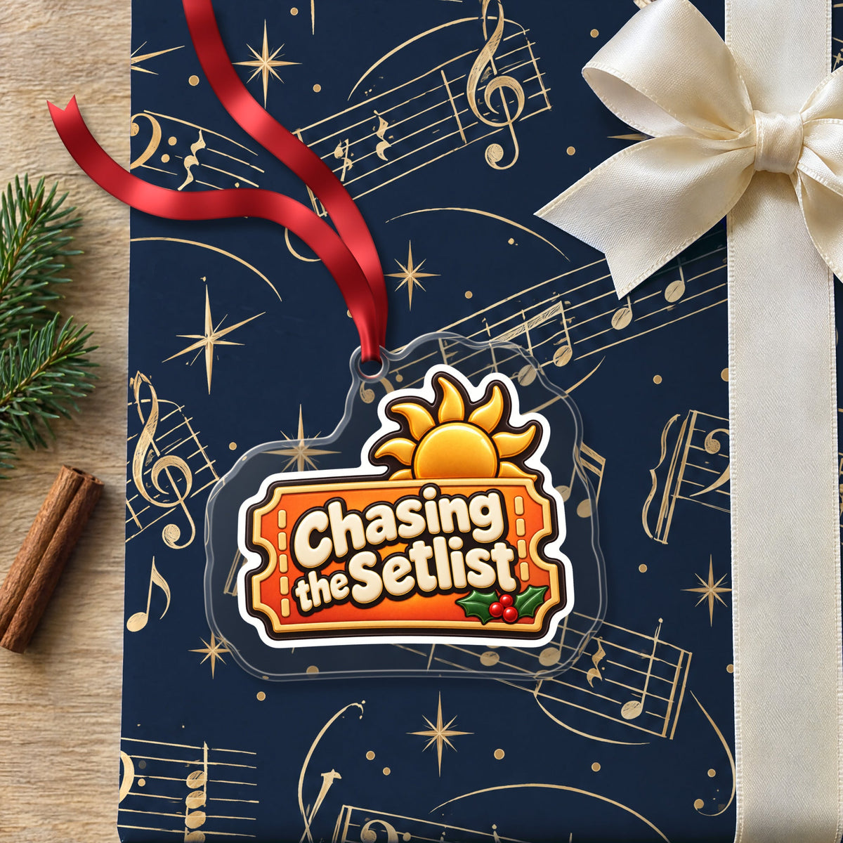 Chasing the Setlist Festival Ticket Christmas Ornament