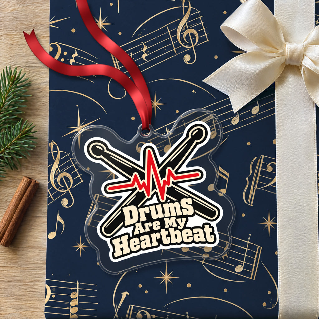 Drums Are My Heartbeat Drumsticks Christmas Ornament