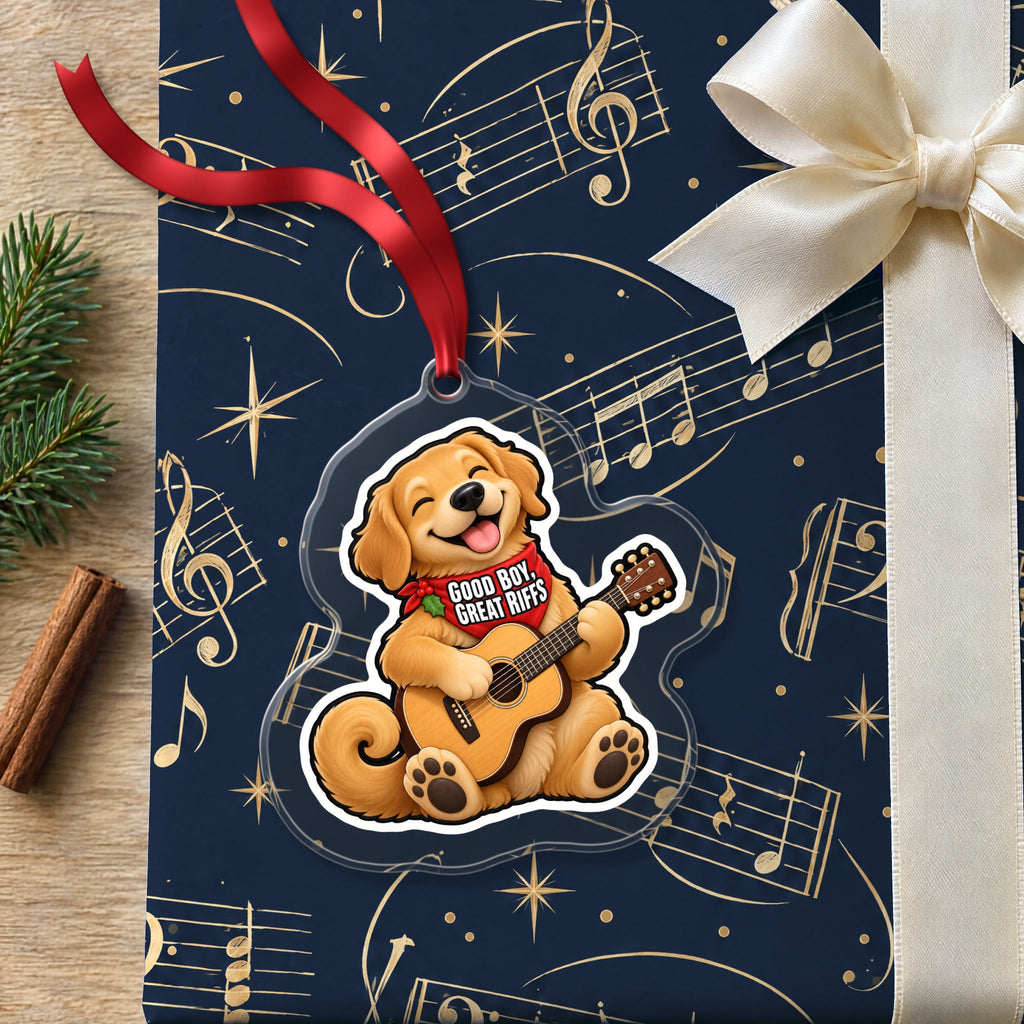 Good Boy, Great Riffs Dog Guitar Christmas Ornament