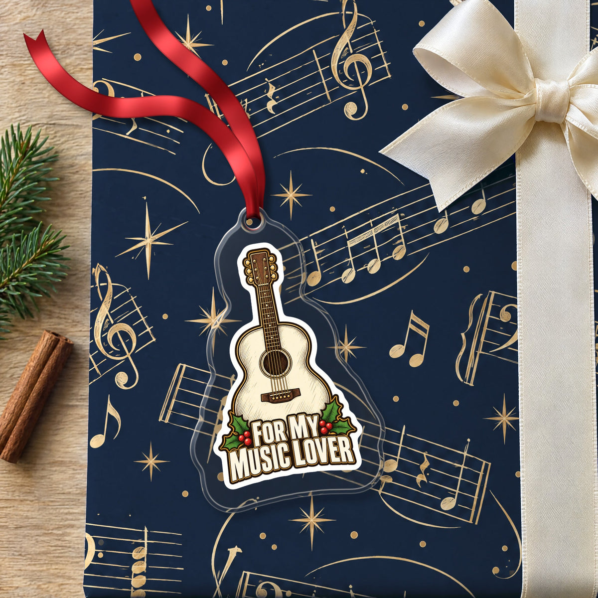 For My Music Lover Acoustic Guitar Christmas Ornament