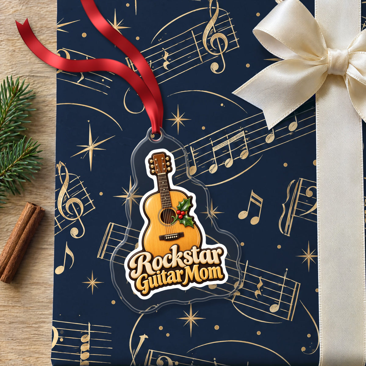 Rockstar Guitar Mom Christmas Ornament