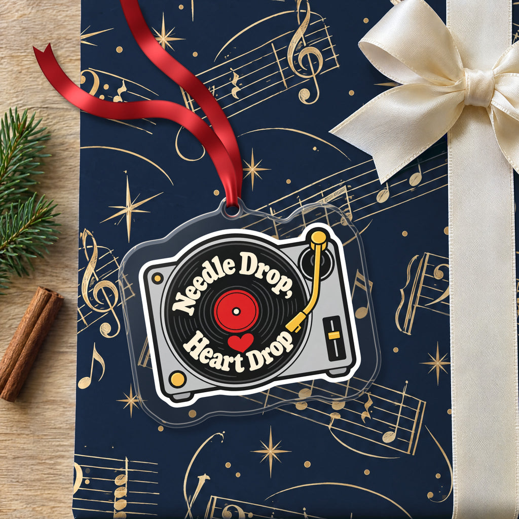 Needle Drop, Heart Drop Turntable Christmas Ornament