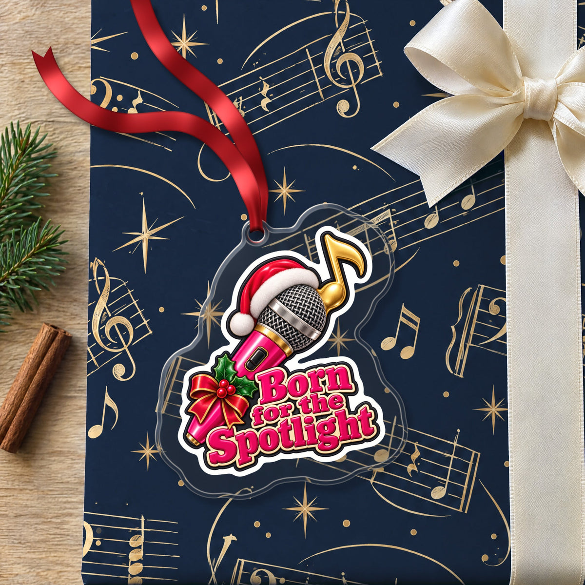 Born for the Spotlight Karaoke Mic Christmas Ornament