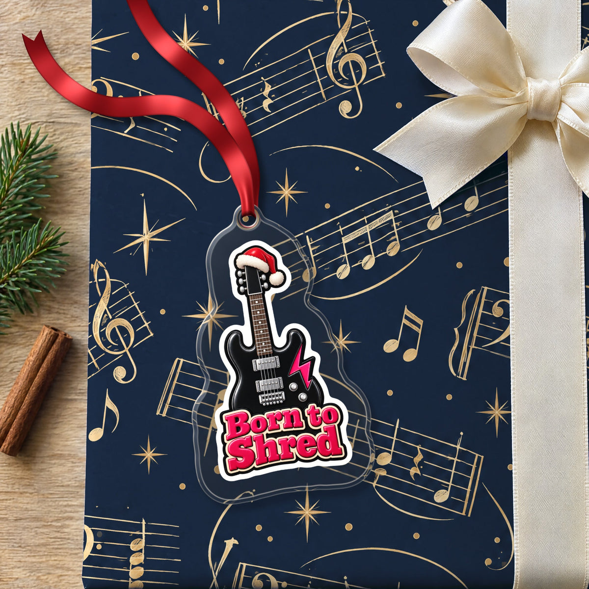 Born to Shred Electric Guitar Christmas Ornament