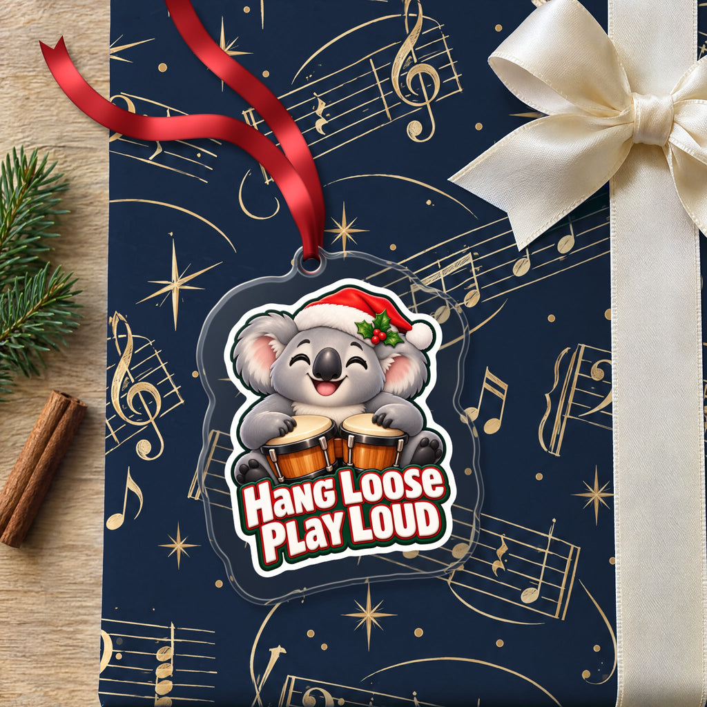 Hang Loose, Play Loud Koala Bongo Christmas Ornament