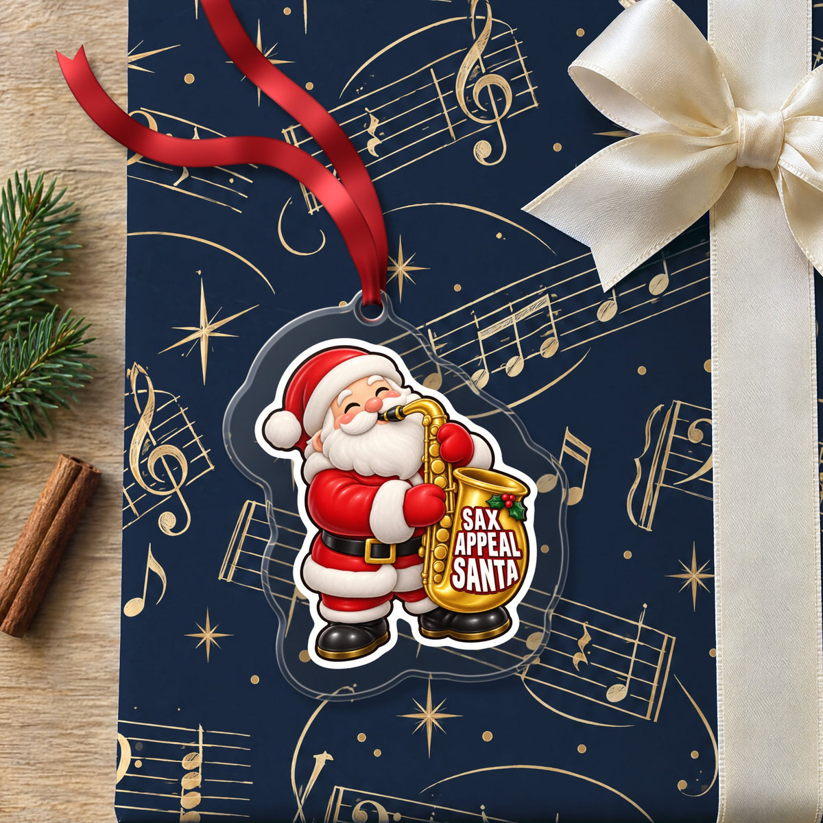 Sax Appeal Santa Saxophone Christmas Ornament