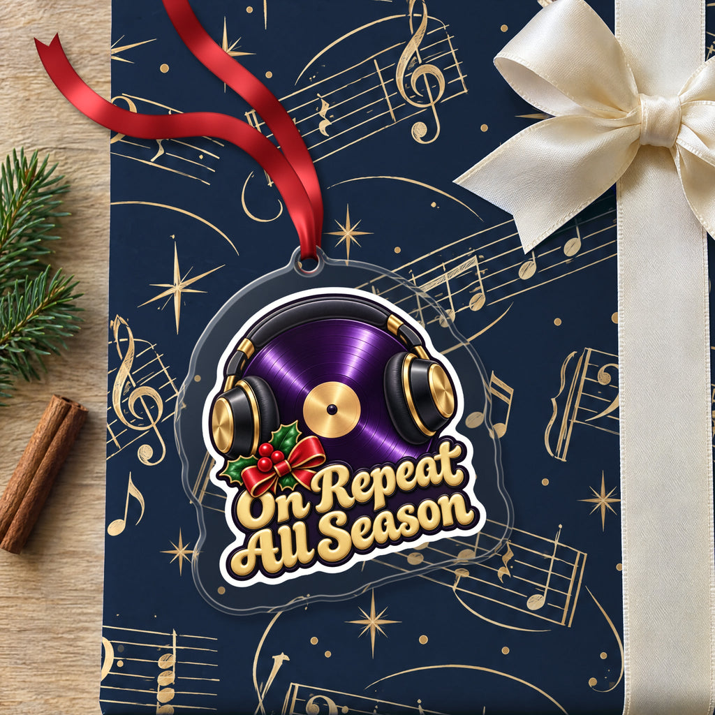 On Repeat Vinyl and Headphones Christmas Ornament