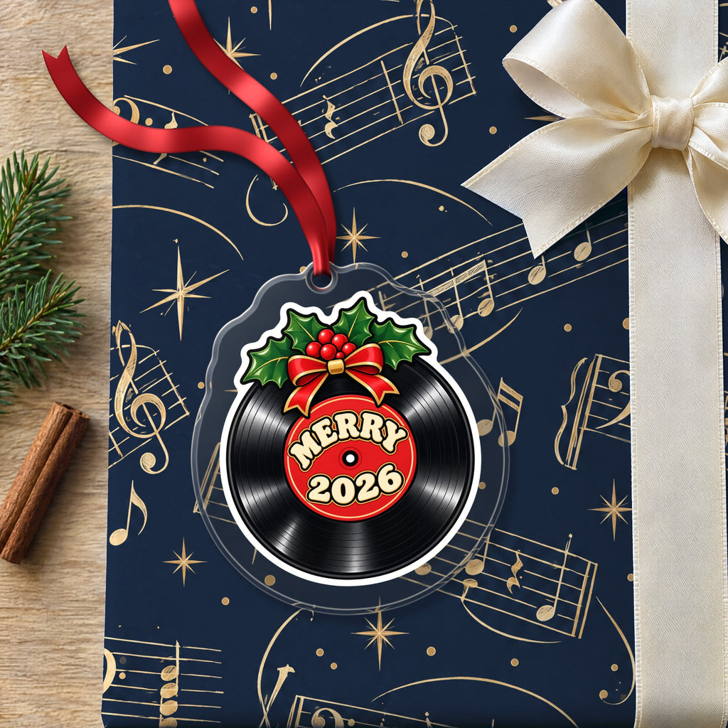 Merry 2026 Vinyl Record Christmas Ornament