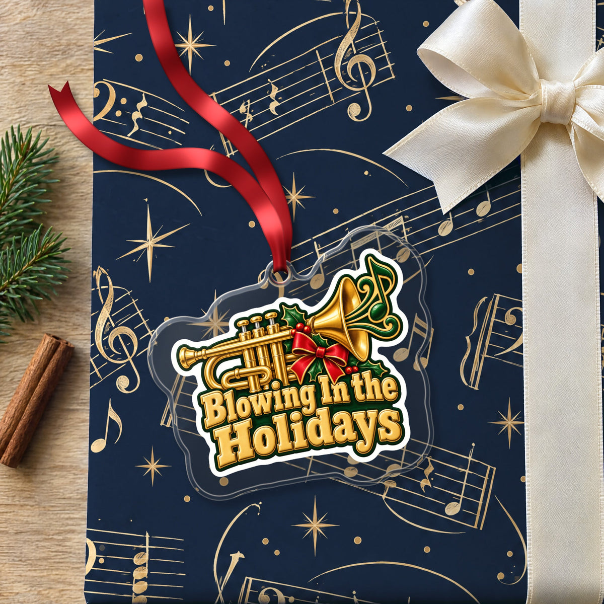 Blowing In the Holidays Trumpet Christmas Ornament