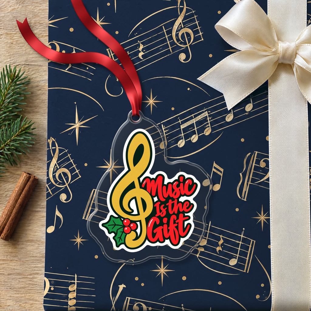 Music Is the Gift Treble Clef Christmas Ornament