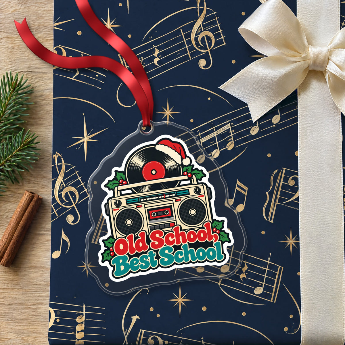 Old School, Best School Boombox Christmas Ornament