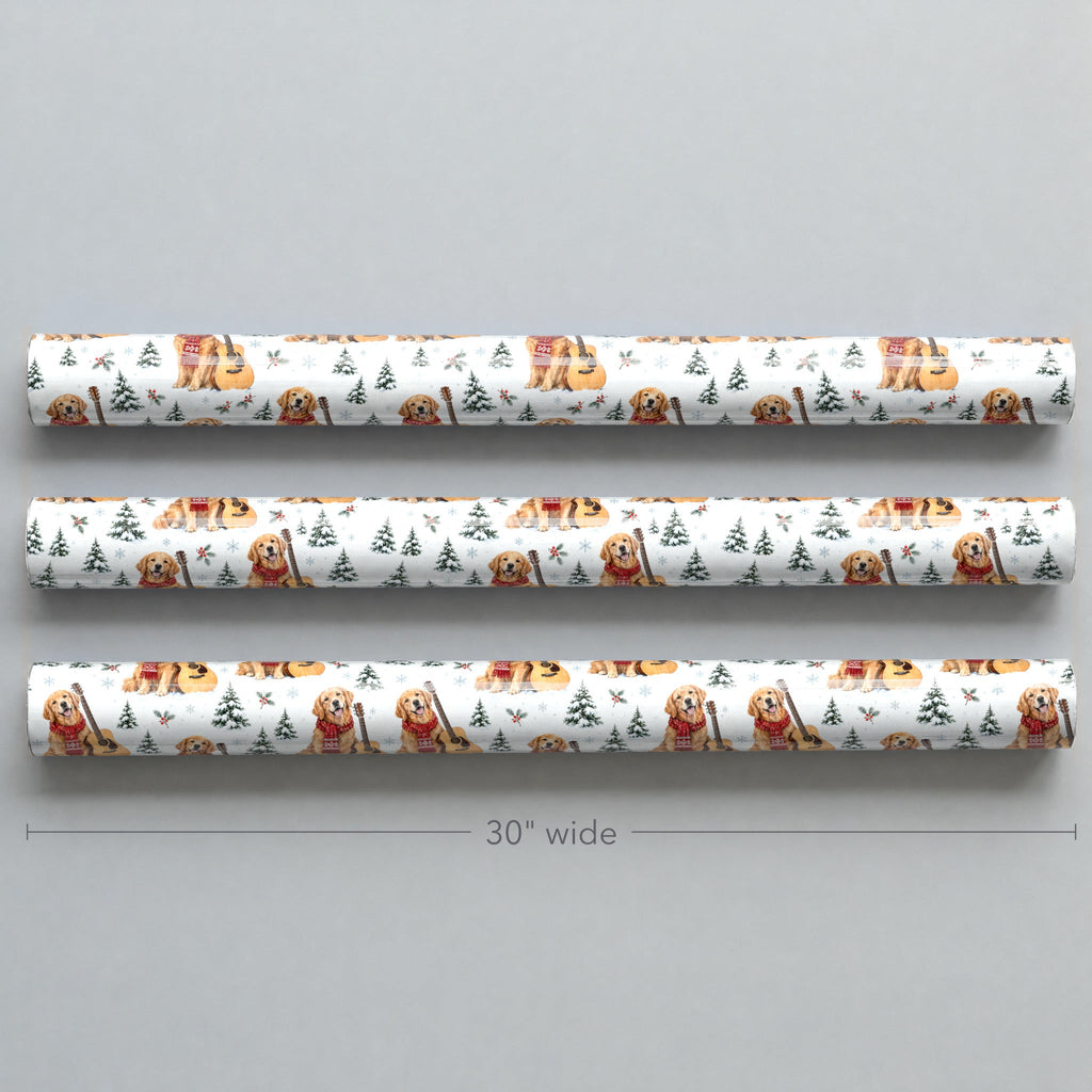 Golden Retriever Guitar Christmas Wrapping Paper