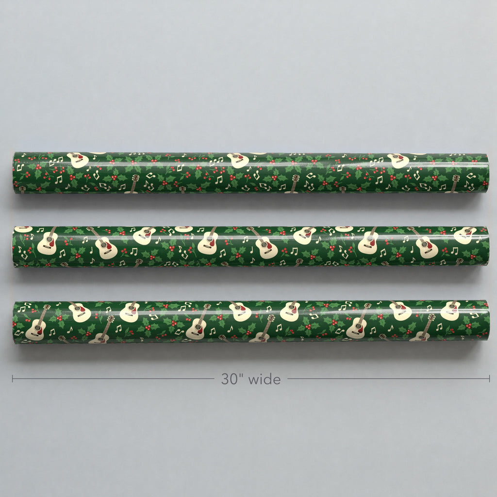 Holly Jolly Acoustic Guitar Wrapping Paper