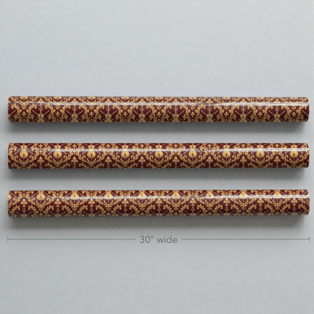 Crimson Cello Scrollwork Wrapping Paper