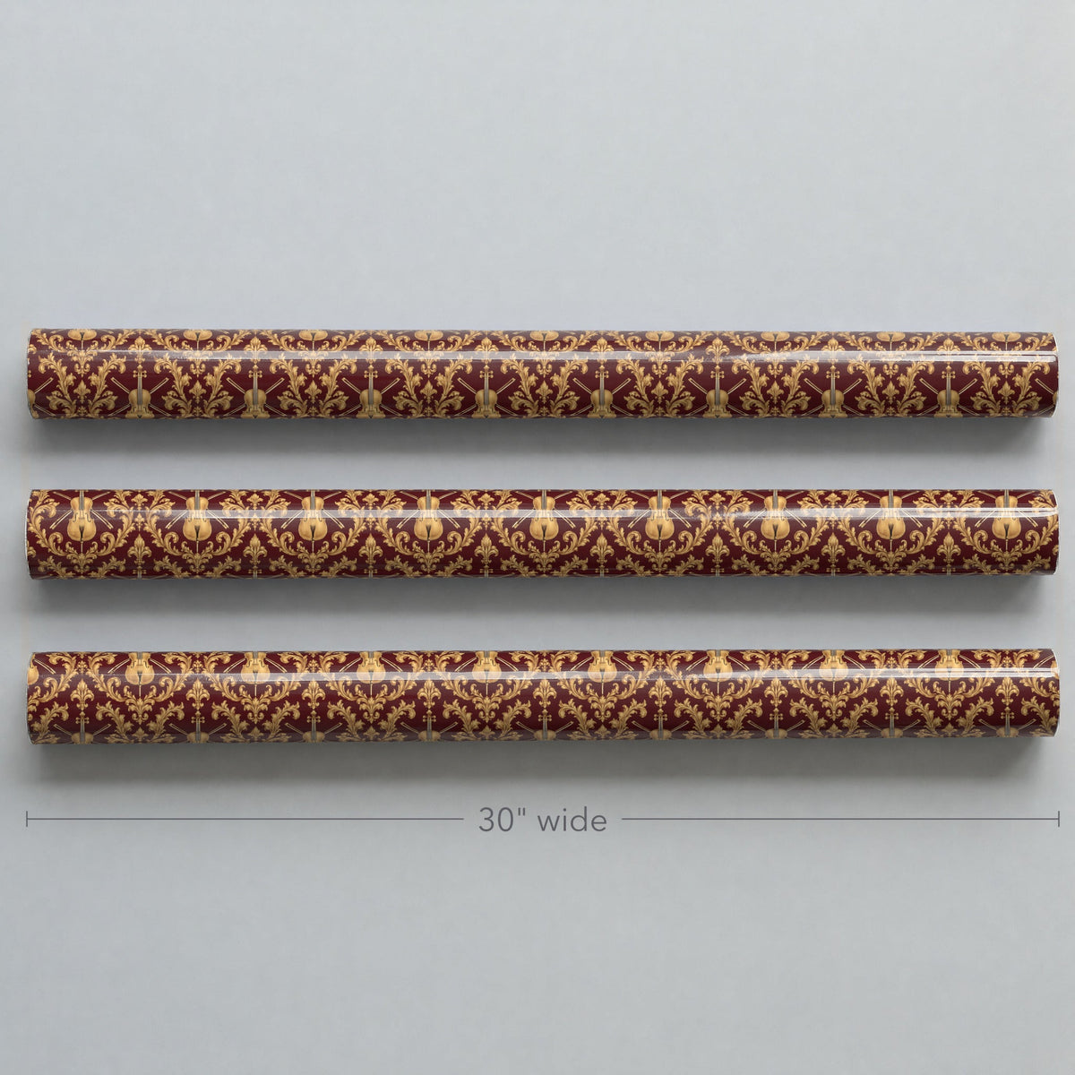 Crimson Cello Scrollwork Wrapping Paper