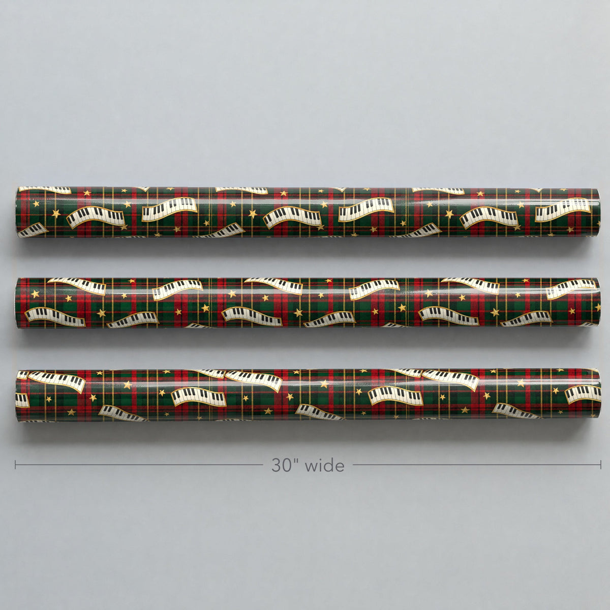 Holiday Plaid Piano Keys Wrapping Paper