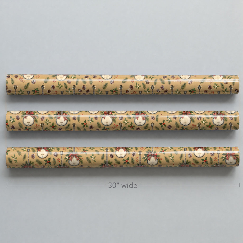 Cabin Banjo Pinecones Wrapping Paper
