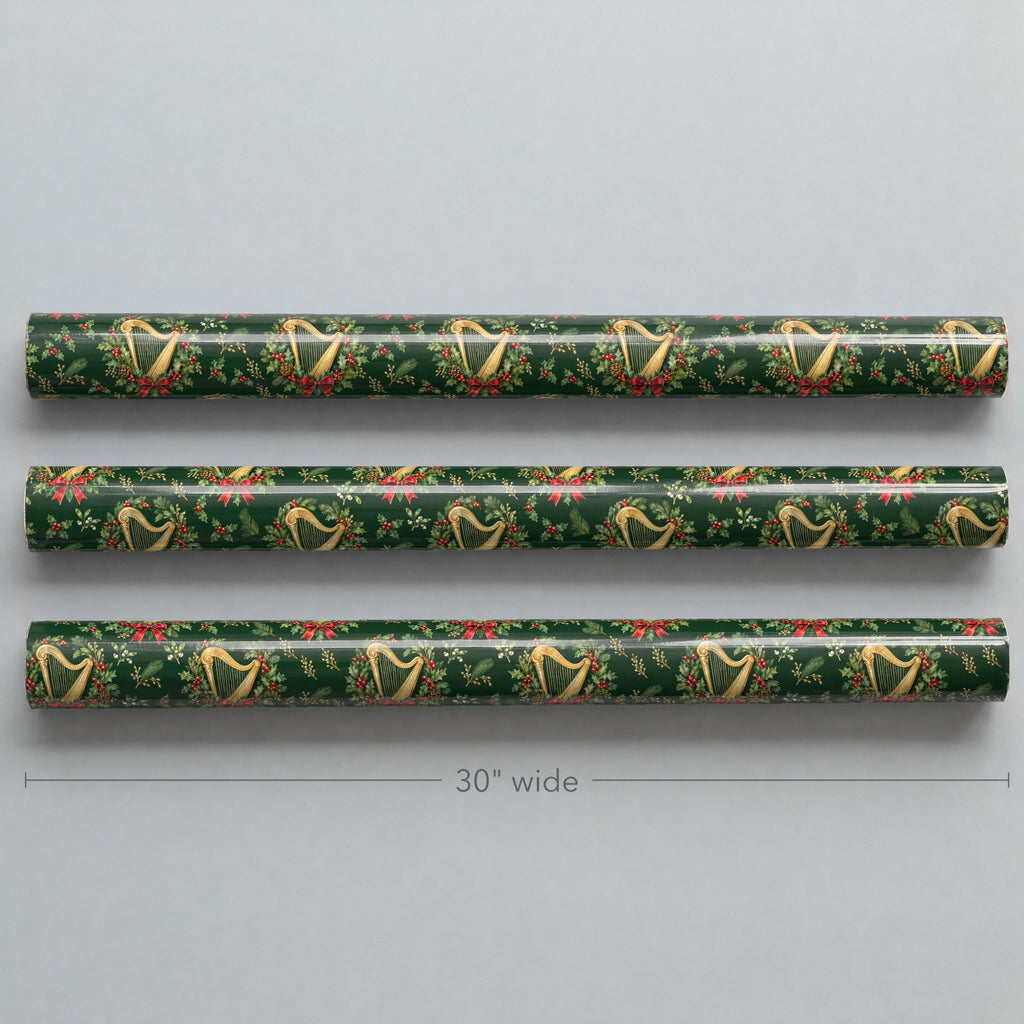 Harp Holly Wreath Wrapping Paper