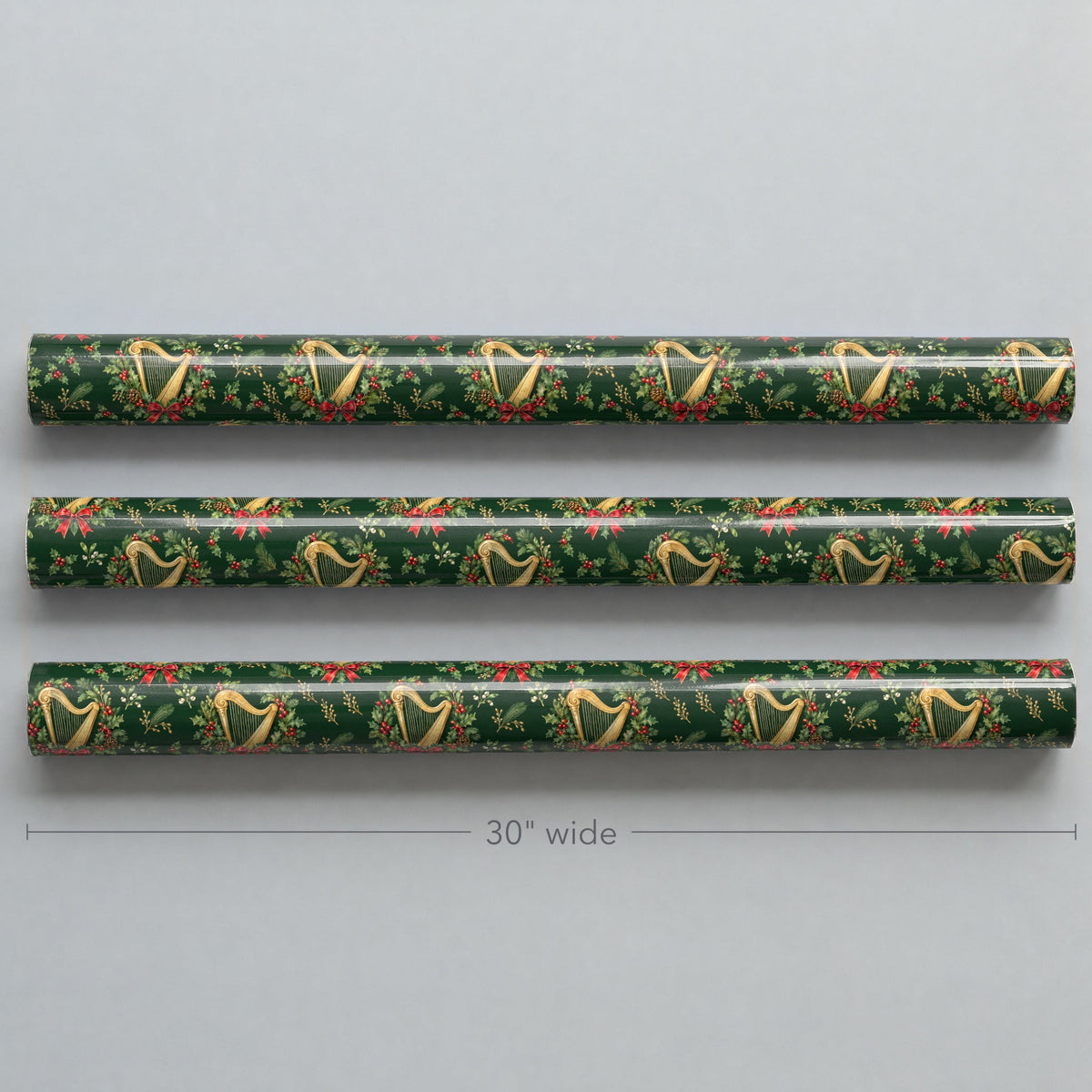 Harp Holly Wreath Wrapping Paper