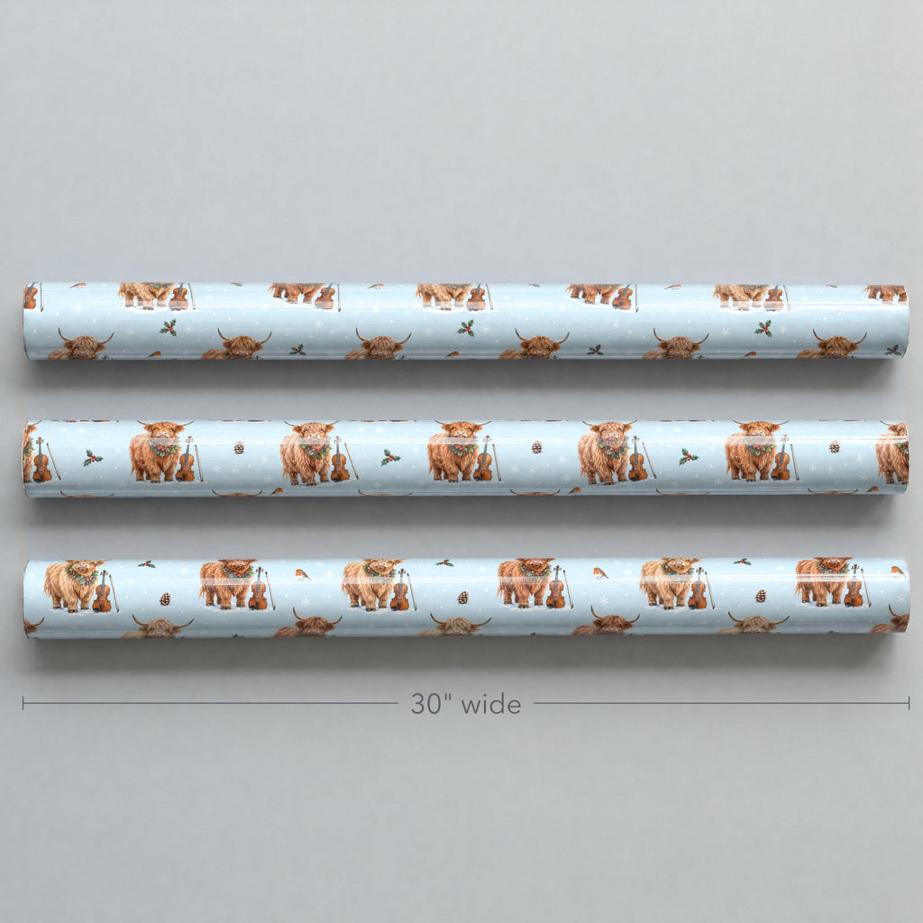 Highland Cow Fiddle Christmas Wrapping Paper