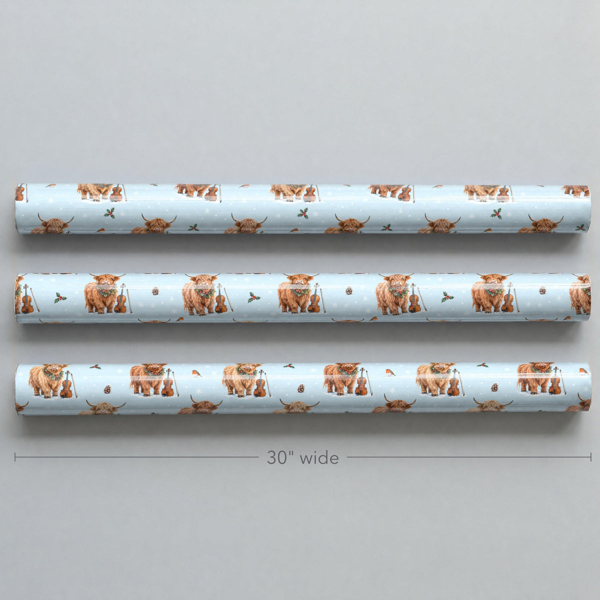 Highland Cow Fiddle Christmas Wrapping Paper