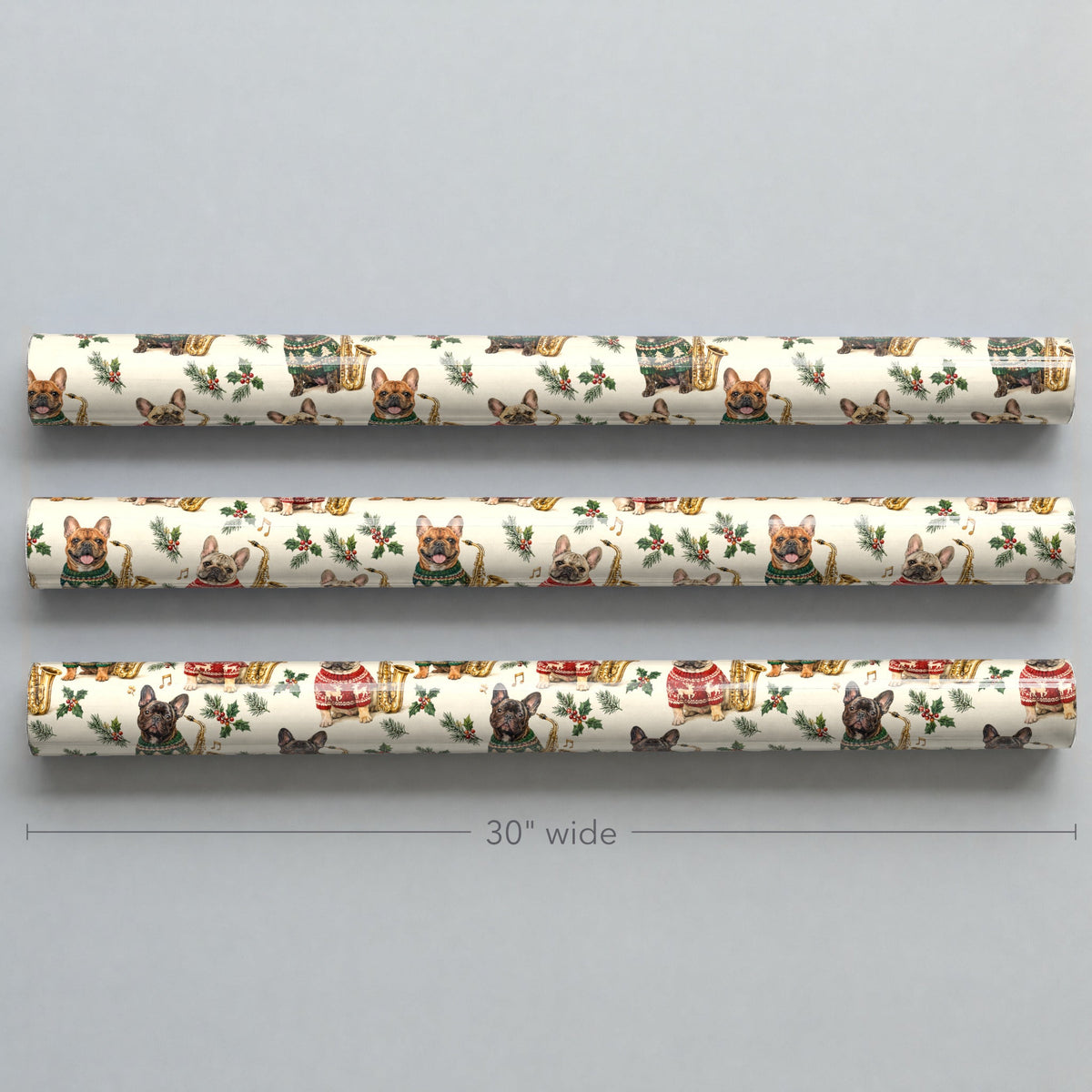 French Bulldog Jazz Christmas Wrapping Paper