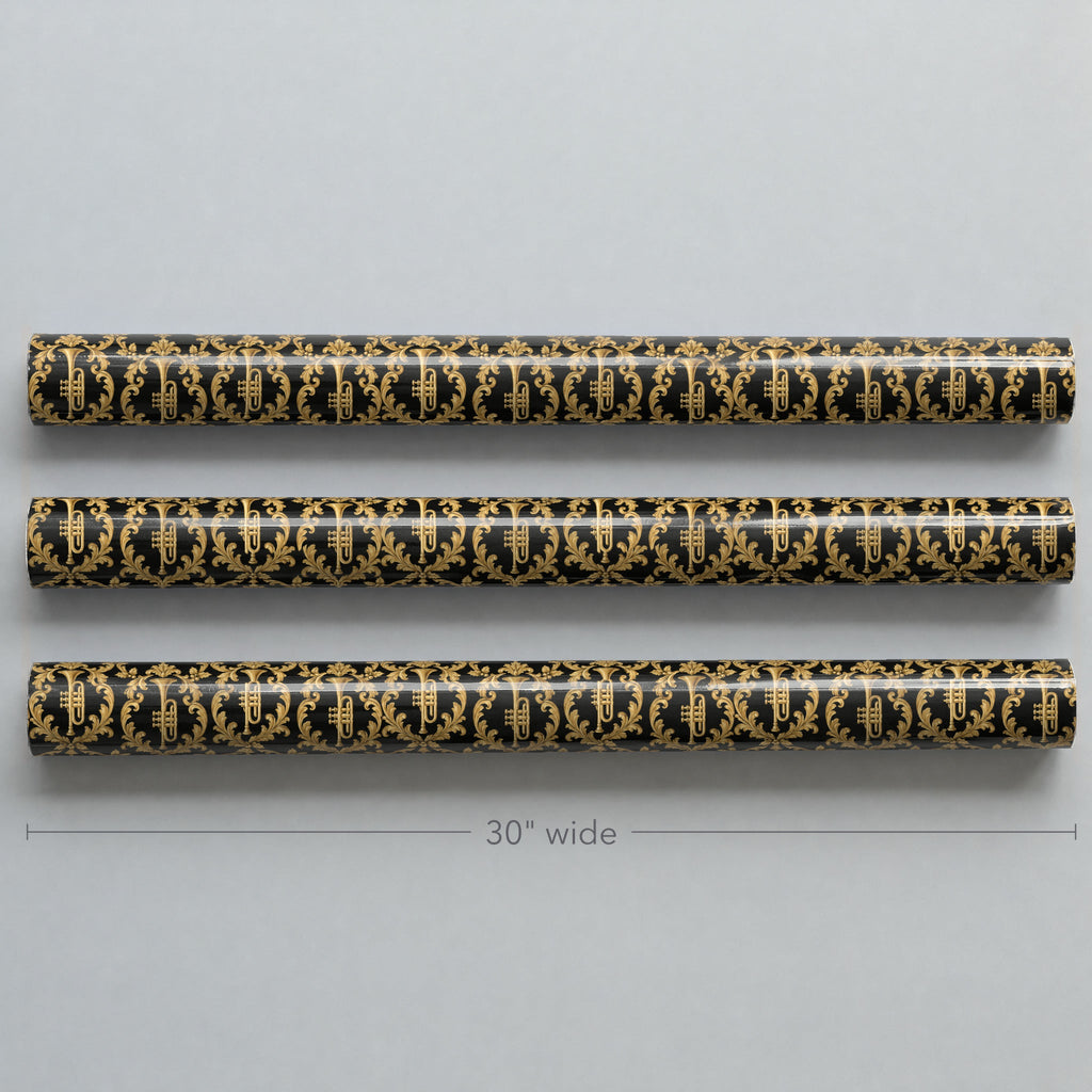 Obsidian Trumpet Damask Wrapping Paper