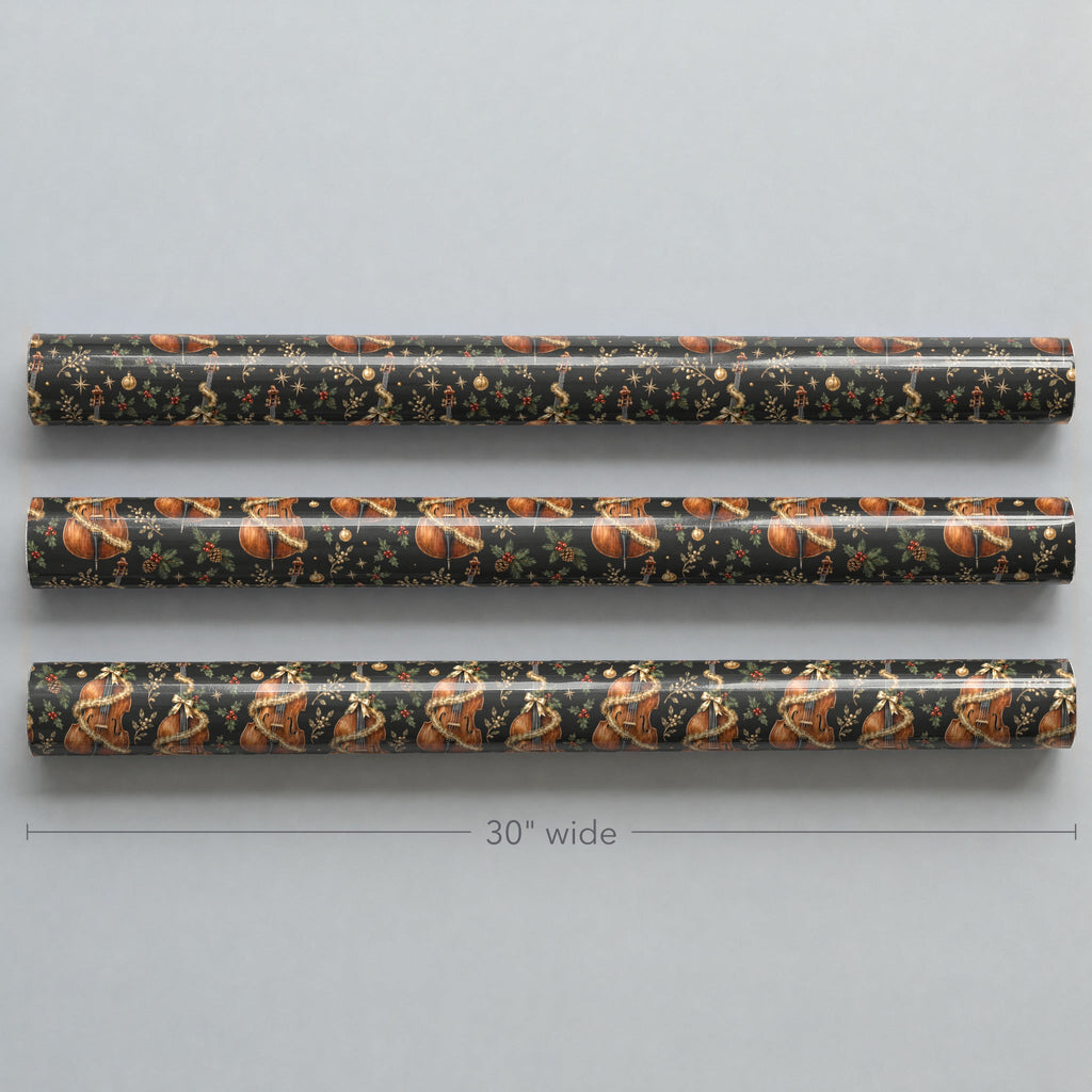 Upright Bass and Tinsel Wrapping Paper