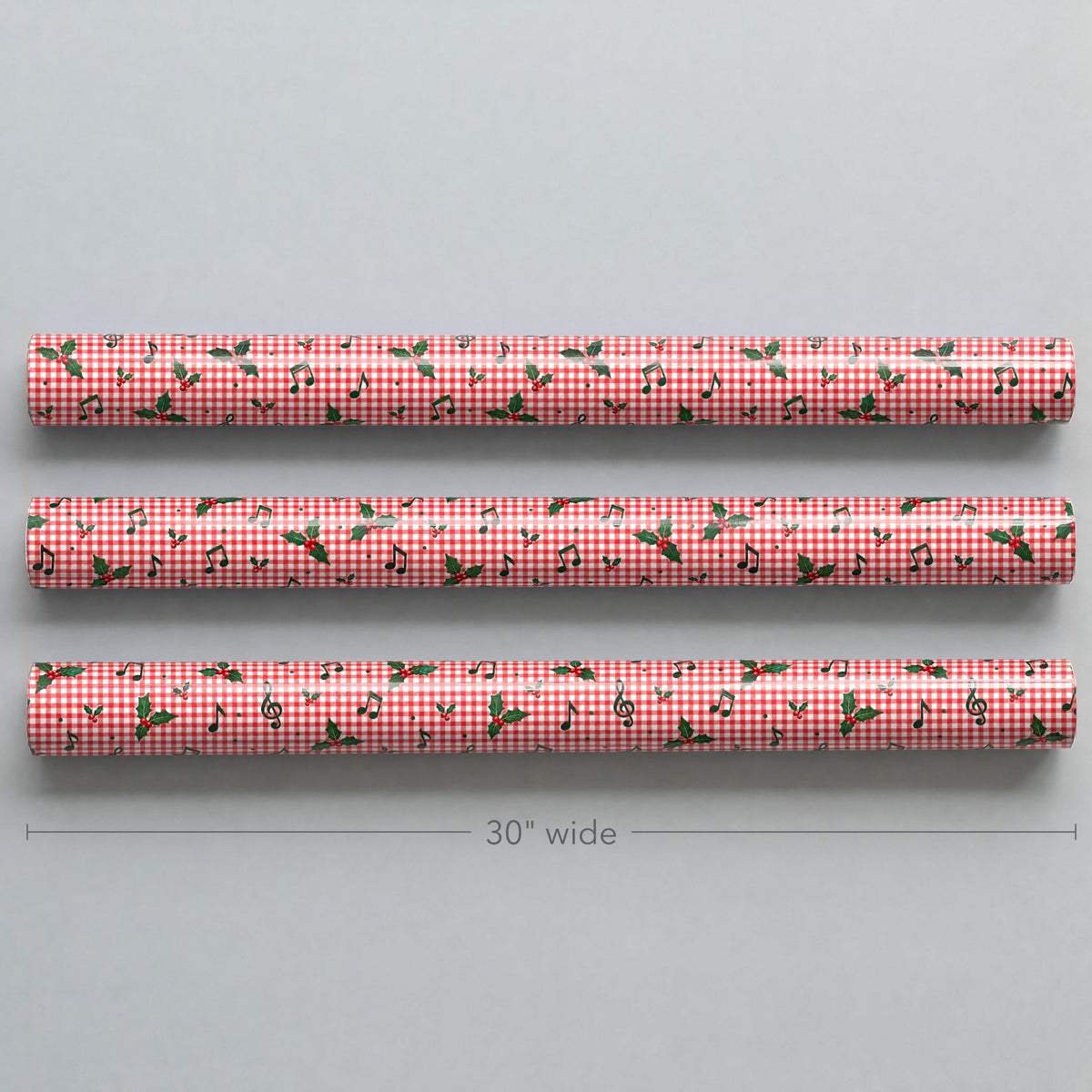 Red Gingham Music Note Wrapping Paper