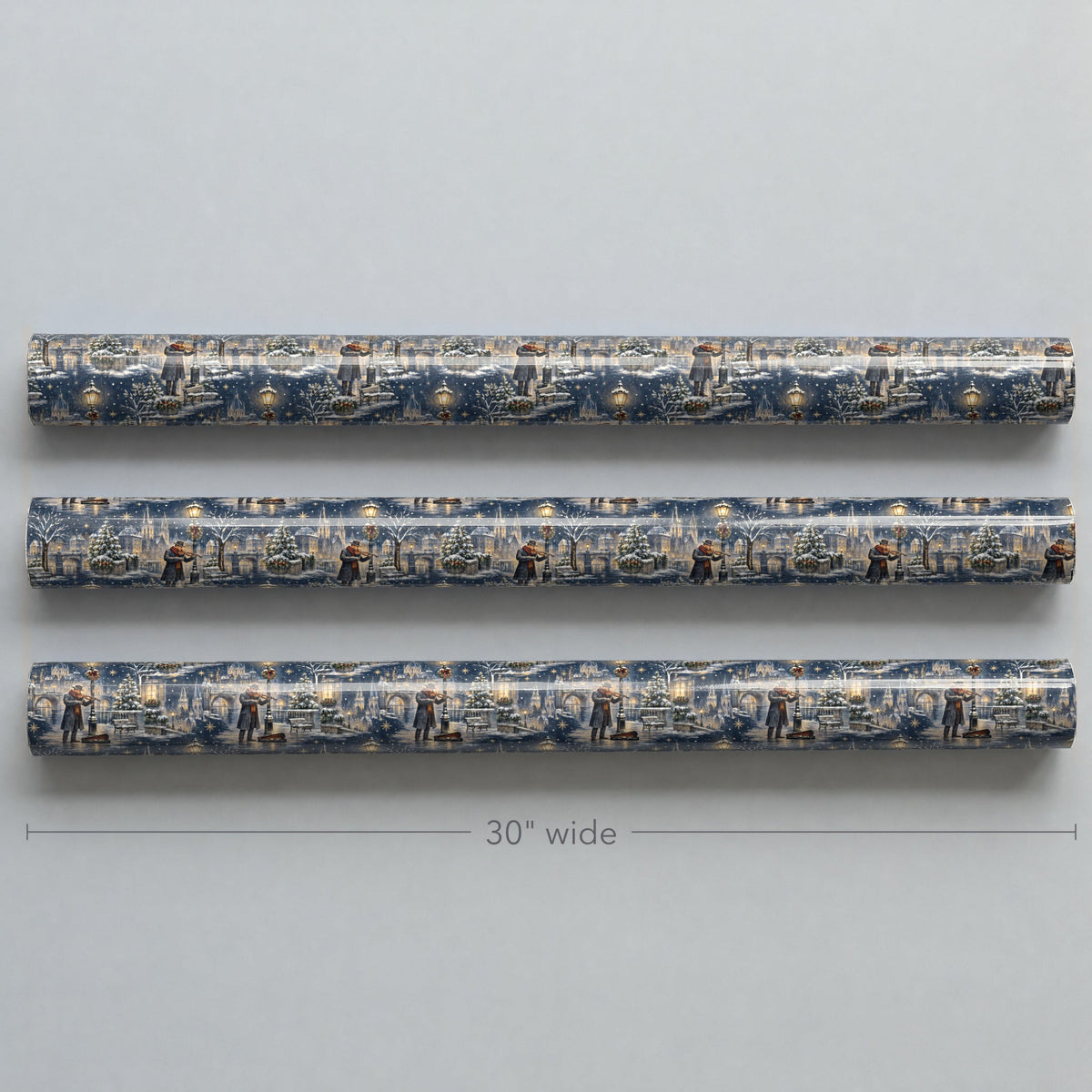 Snowy Street Musician Wrapping Paper