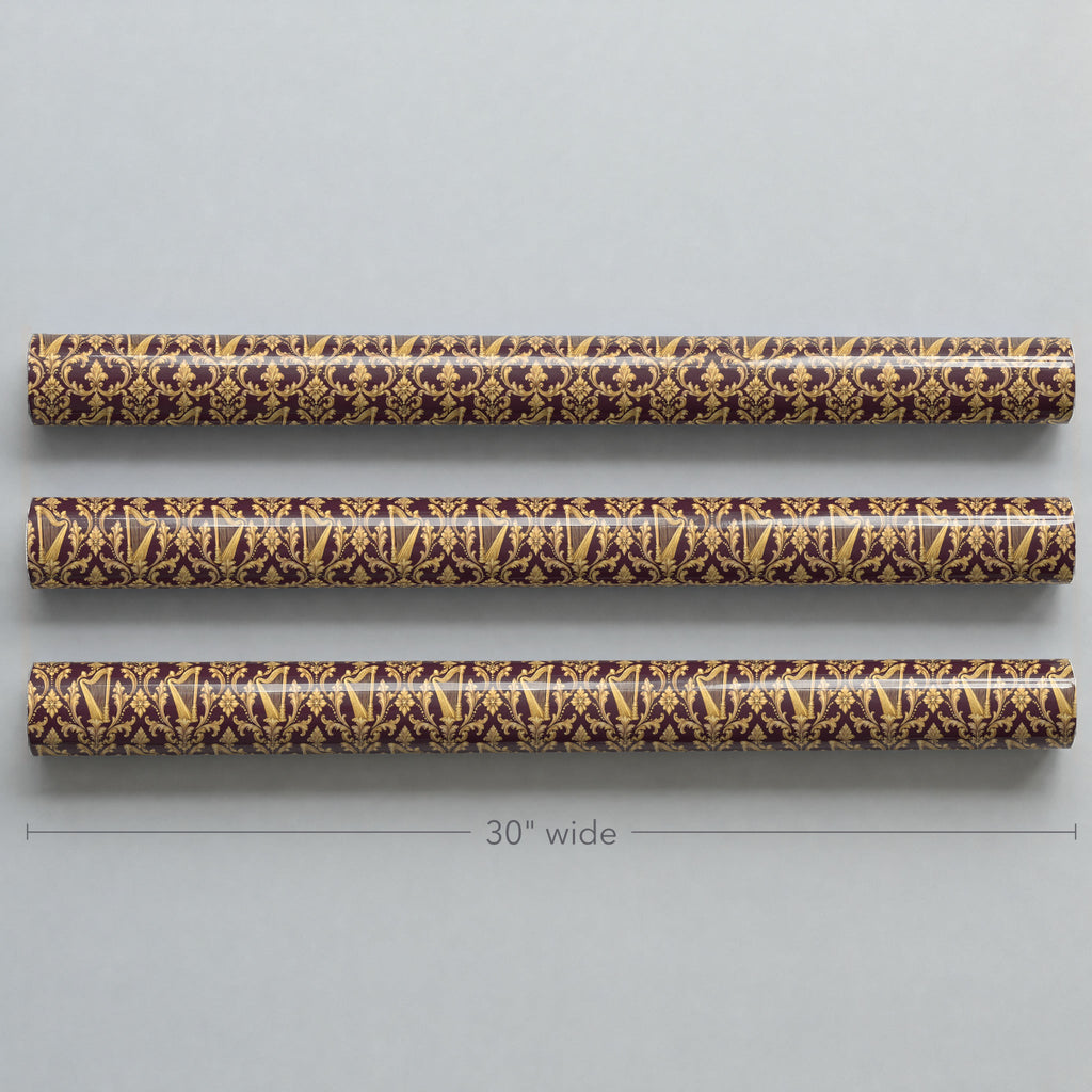 Plum Harp Brocade Wrapping Paper
