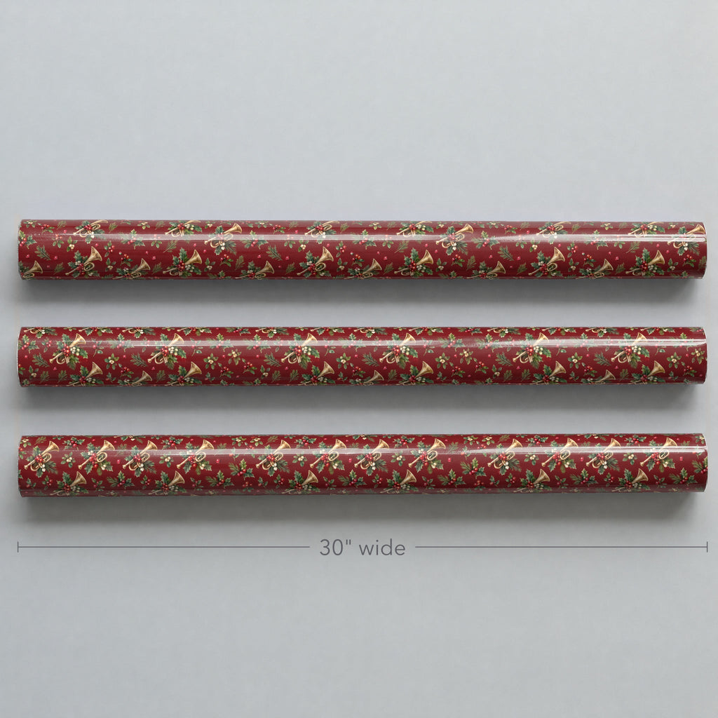 Cranberry Brass Sprig Wrapping Paper