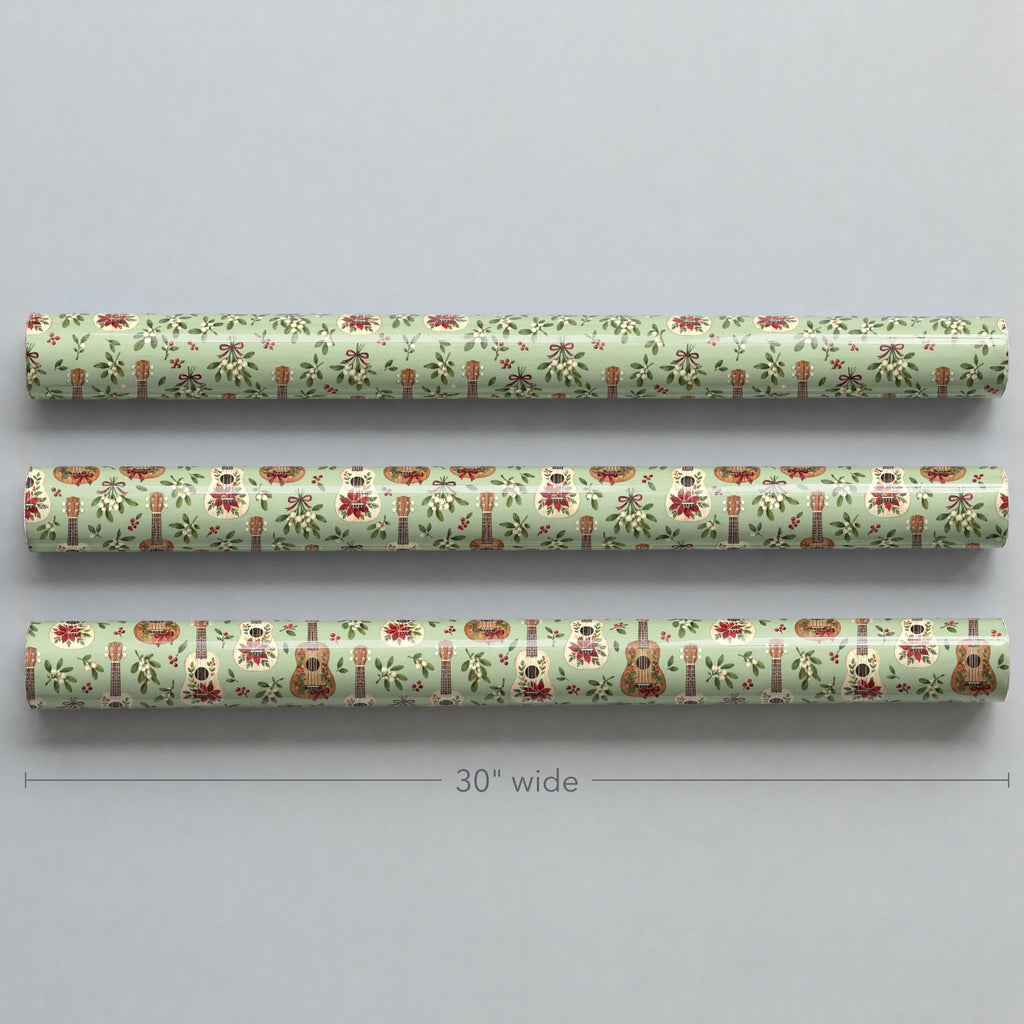 Ukulele Mistletoe Scatter Wrapping Paper