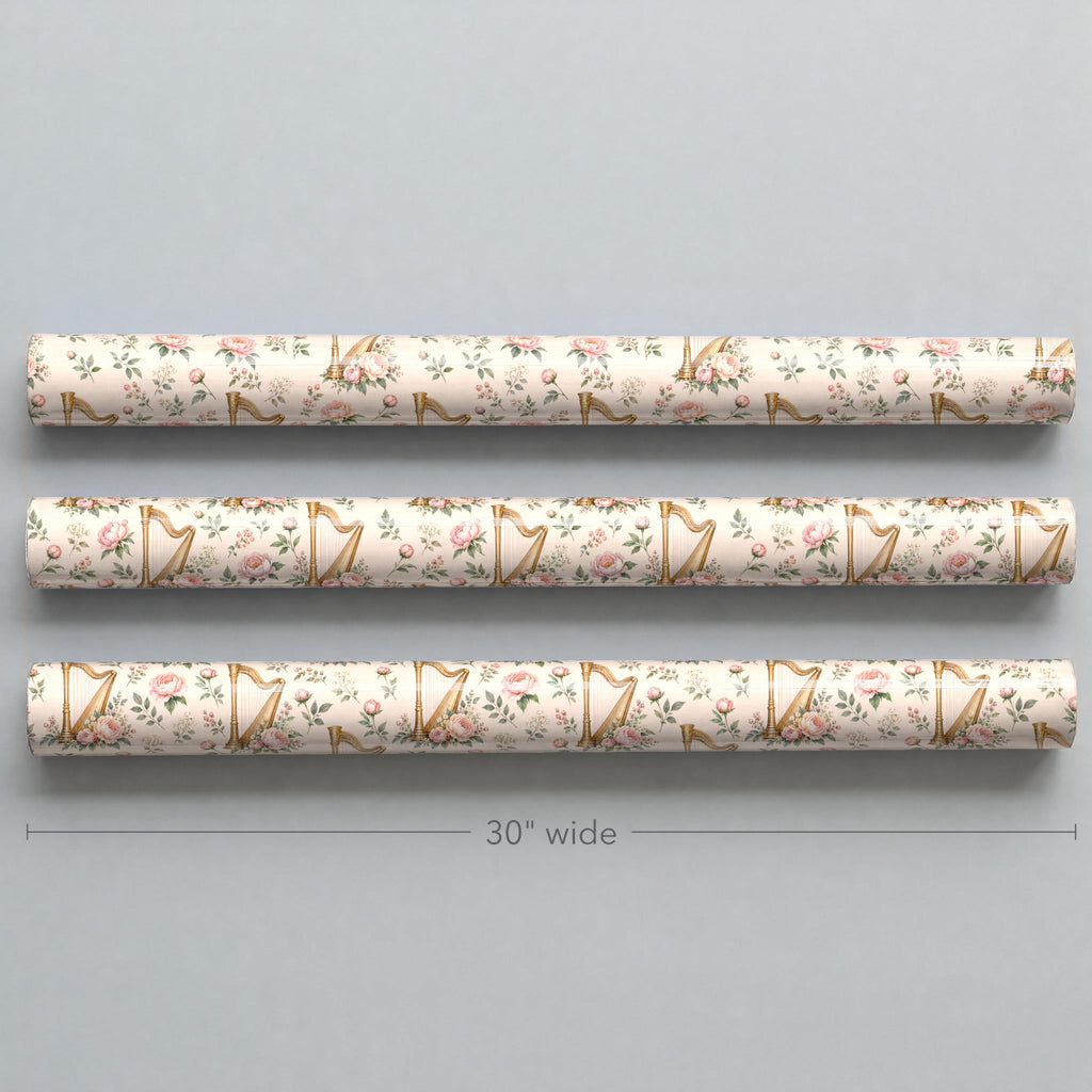 Harp and Peonies Wrapping Paper