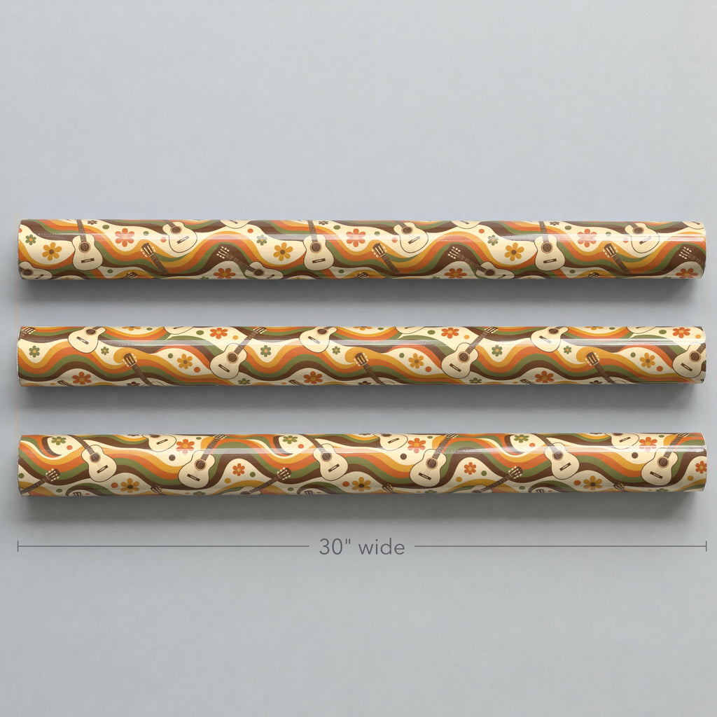 Groovy Guitar Waves Retro Wrapping Paper