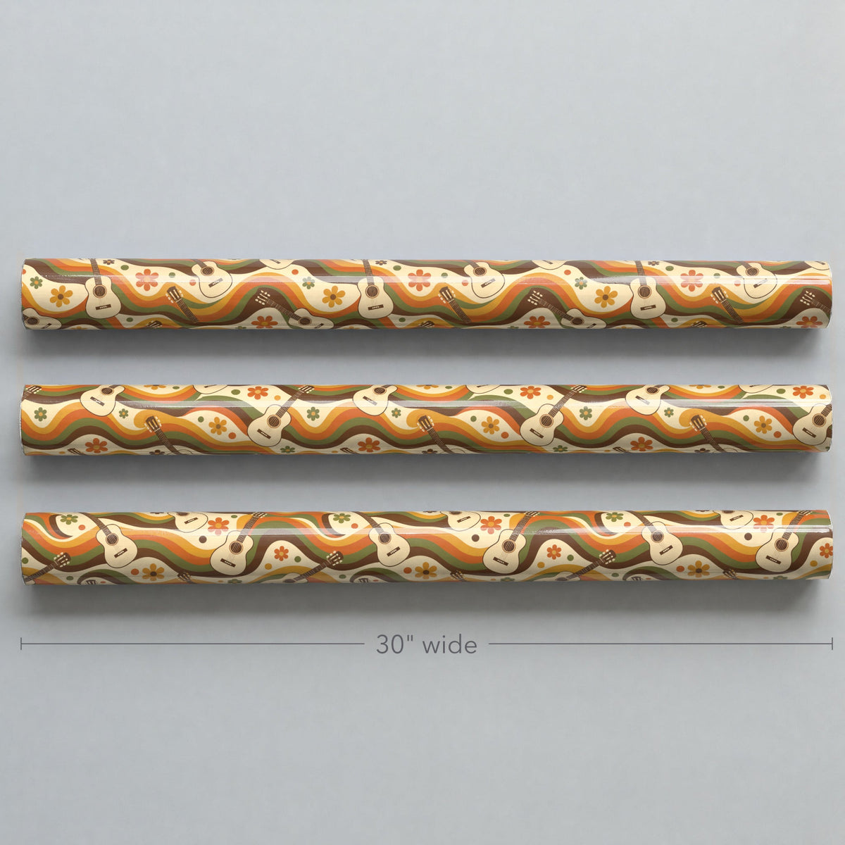 Groovy Guitar Waves Retro Wrapping Paper