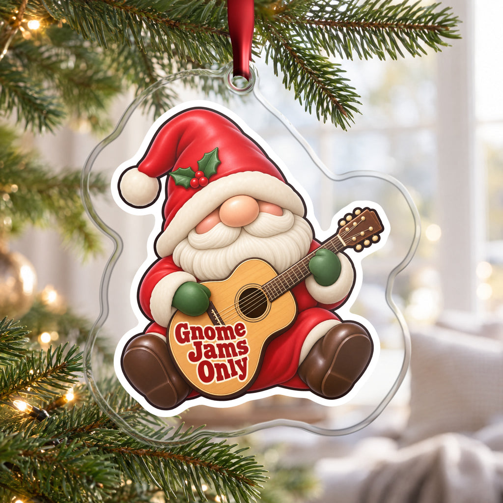 Gnome Jams Only Guitar Gnome Christmas Ornament